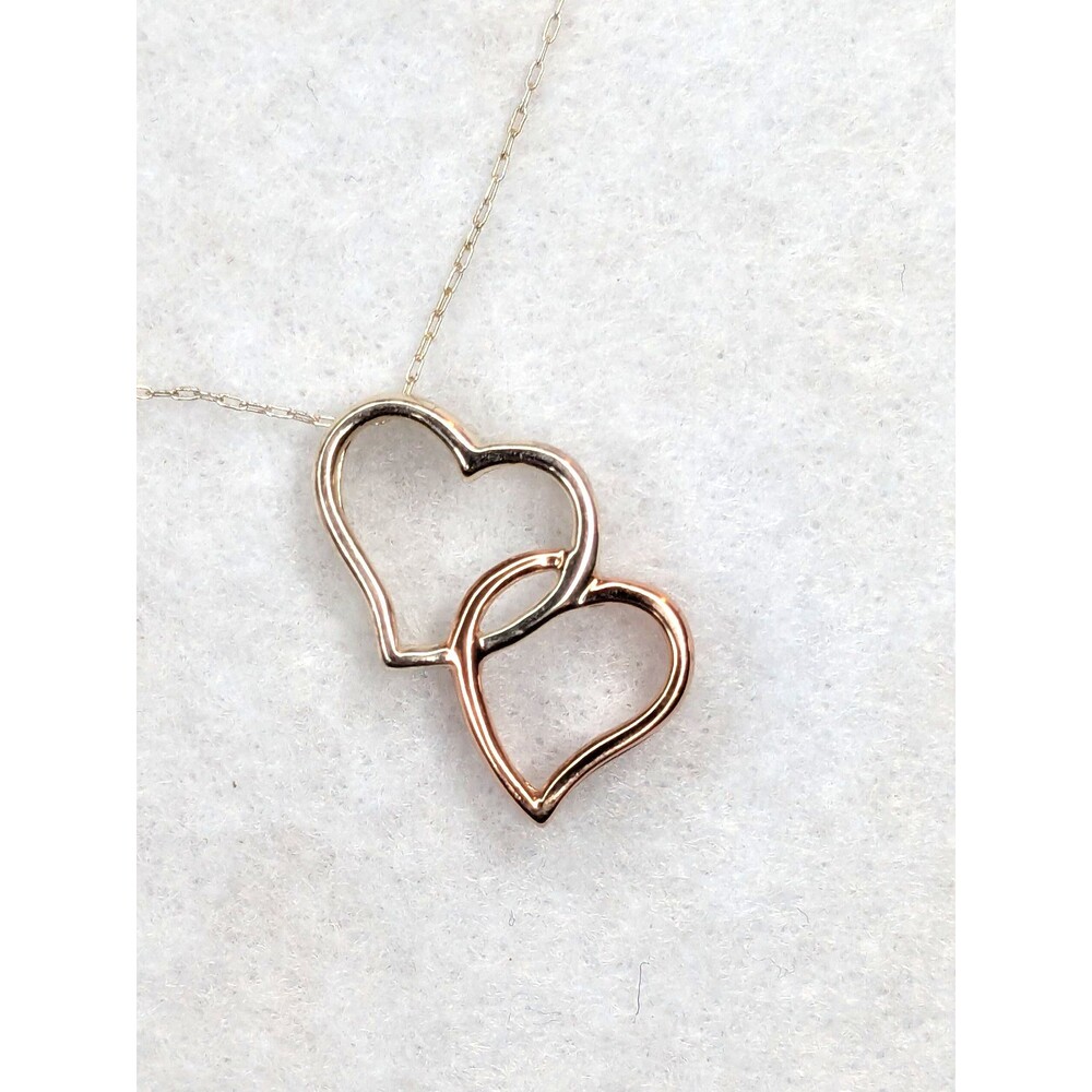 18" .925 Sterling Silver Rose Gold Plated Heart Pendant Necklace 2.5g
